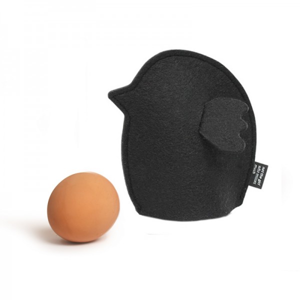 Eierwärmer Chick aus Wollfilz Schwarz