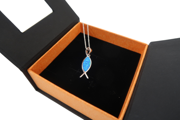 Schmuckset "Ichthys" mit blauem Opal