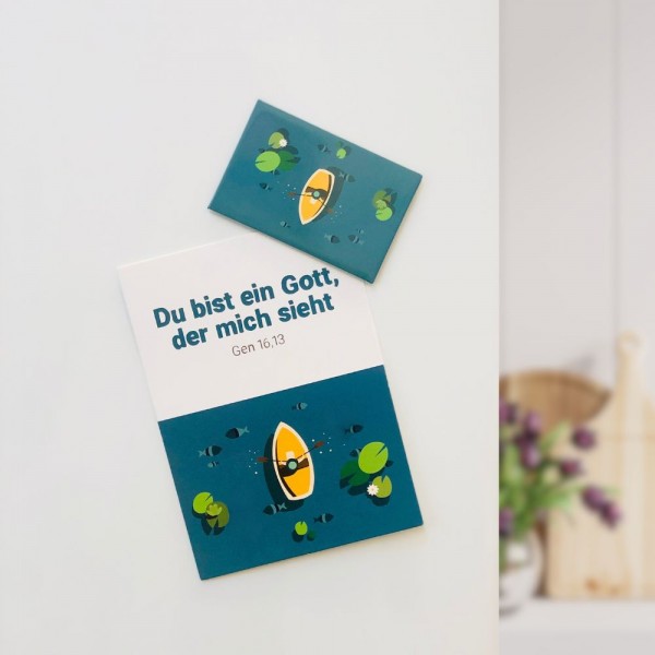 Du bist ein Gott, der mich sieht – Magnet mit Grußkarte