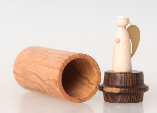 Engel für unterwegs - Edelholz Olive mit Bocotedeckel
