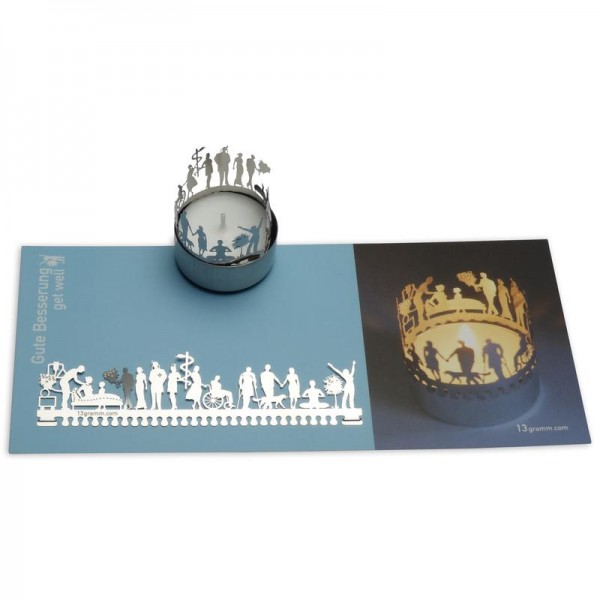 Gute Besserung Windlicht Schattenspiel mit Grußkarte