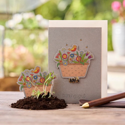 Oster-Klappkarte Frühlingsgruß mit Saatgut