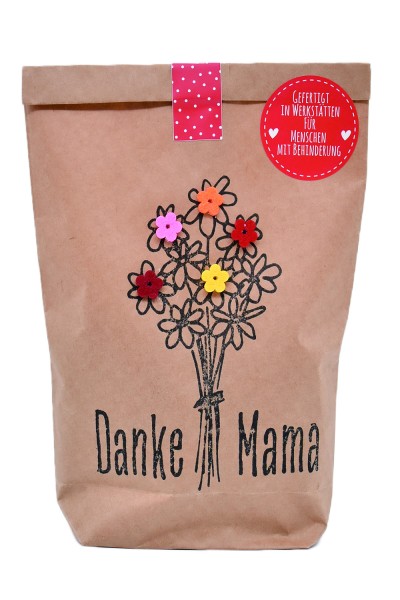 Danke Mama – Wundertüte mit Filzblüten-Strauß