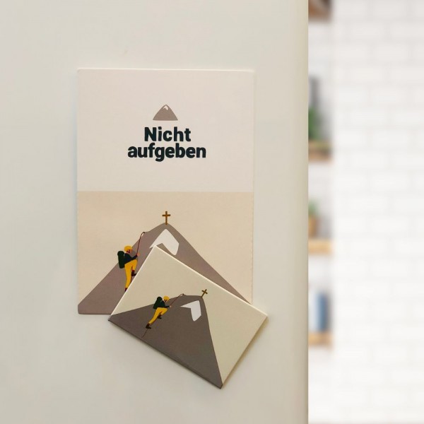 Nicht aufgeben – Magnet mit Postkarte