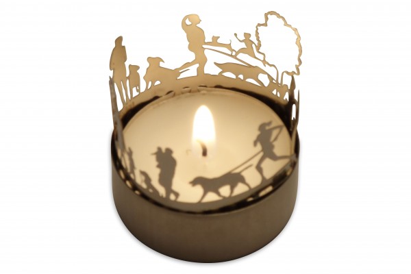 Hunde Windlicht Schattenspiel mit Grußkarte