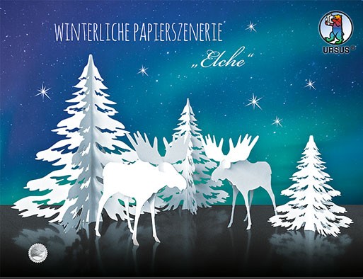 Winterliche Papierszenerie "Elche"