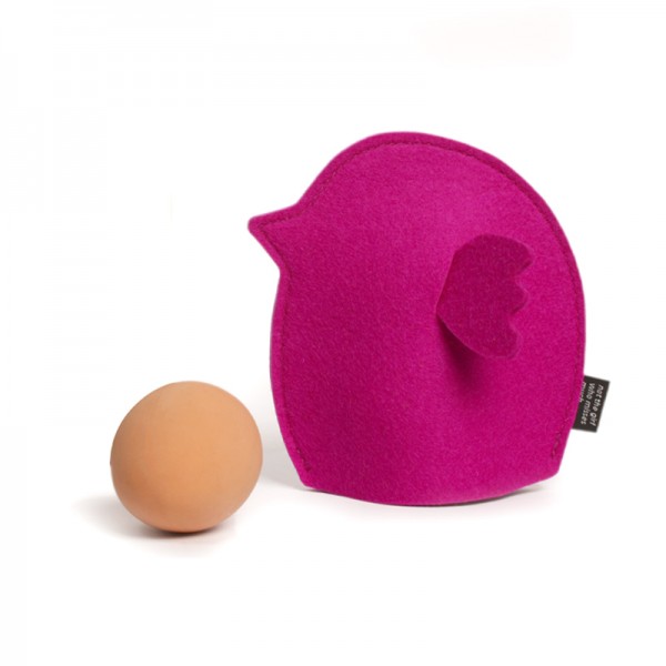 Eierwärmer Chick aus Wollfilz Brombeer